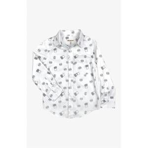 NEW APPAMAN boy's standard button down shirt in burgers & fries